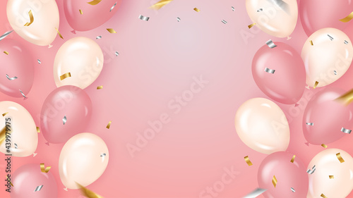 紙吹雪と風船の背景　ベクター素材