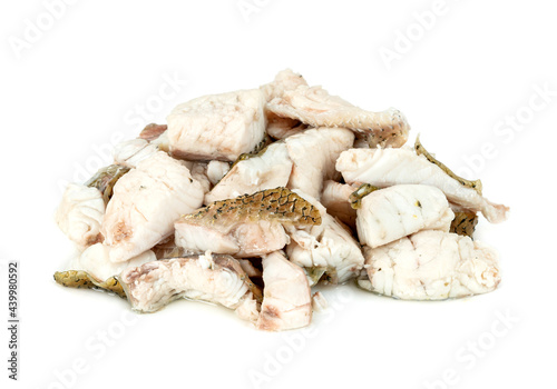 barramundi or Asian seabass fish boiled isolated on white background
