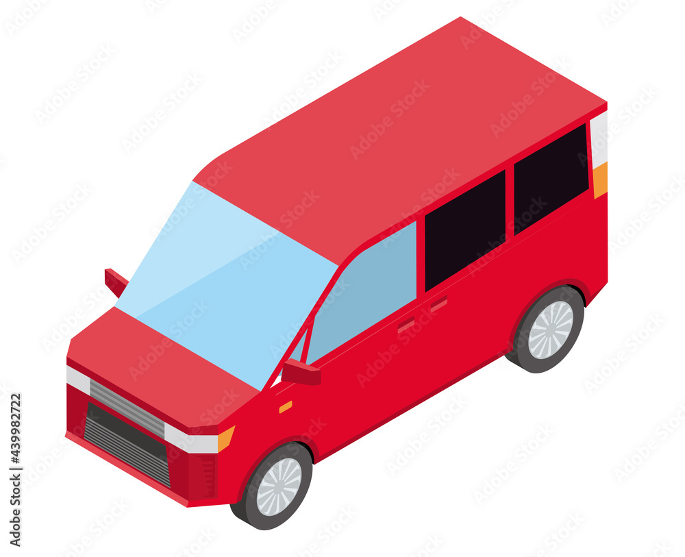ミニバン アイソメトリックスの自動車のイラスト 3d立体イラスト 白バック ベクターデータ Stock Vector Adobe Stock