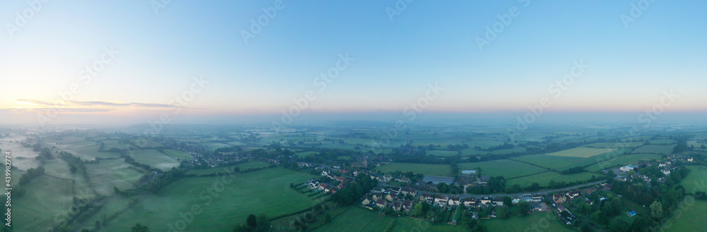 Aerial Panorama of the village of Brinkworth is the longist village in England