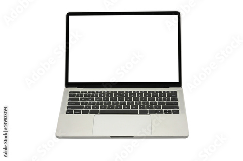 Laptop with white screen isolated on white background