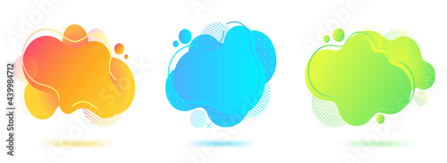 Fluid abstract vector banners. Set of geometric liquid forms. Gradient elements for flyer, brochure and posts with text copy space. Graphic dynamic shapes for minimal curvy design. Vector