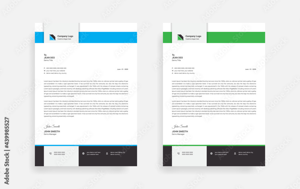 Abstract corporate business letterhead design template