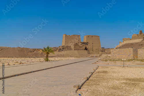 Panoramic view of the entrance to the Temple of Edfu (Horus Temple) in Edfu, Egypt photo