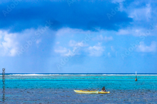 Rain Storm Coming Canoe Blue Water Moorea Tahiti
