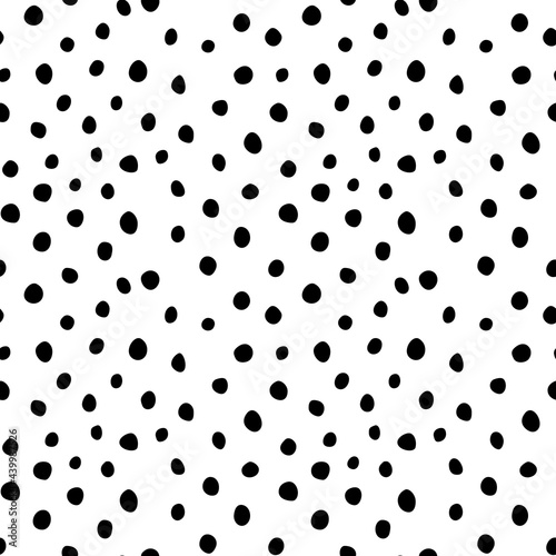 Background polka dot. Seamless pattern. Random dots, circles, animal skin. Design for fabric, wallpaper. Irregular random abstract vector texture. Repeating graphic backdrop