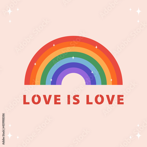 Happy Pride Month concept. Gay parade. LGBT rainbow. Vector illustration in flat cartoon style. Social media post, card or banner.