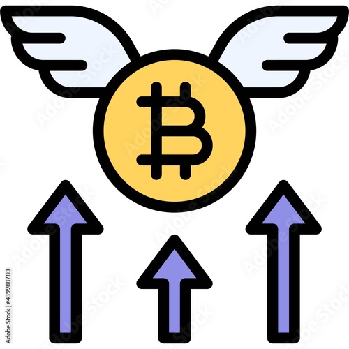 Bitcoin with wings icon, Cryptocurrency related vector