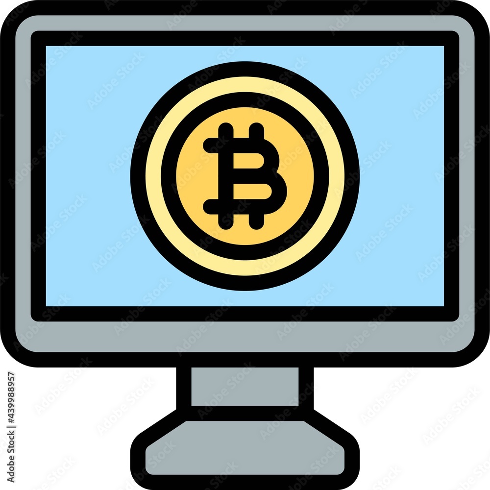 Bitcoin on screen icon, Cryptocurrency related vector Bitcoin on screen icon, Cryptocurrency related vector