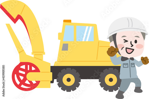 除雪車と除雪作業員