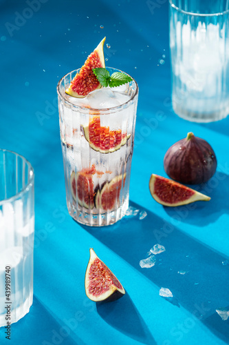 Fresh fig cocktail with mint photo
