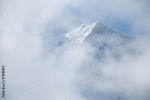 Mountain peak in the clouds.
