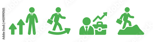 Climbing businessman, employee getting promotion or Career growth icon vector illustration.