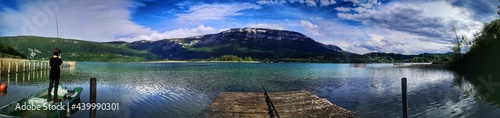 Canvastavla Pêche à la ligne - lac d'aiguebelette en savoie