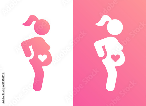 Pregnant woman icon vector illustration in two version.