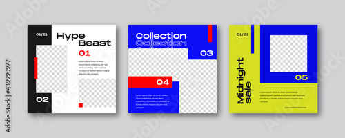 Fashion sale Instagram post template. Urban fashion social media post template.	
