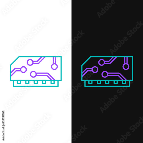 Line RAM, random access memory icon isolated on white and black background. Colorful outline concept. Vector