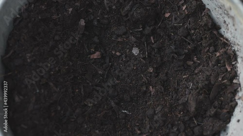 Close-up of potting soil for planting ,Scientists' search for research in soil