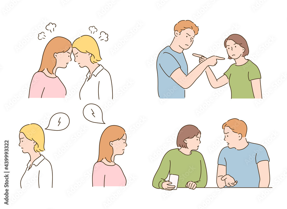 People angry and arguing with each other. hand drawn style vector design illustrations. People angry and arguing with each other. hand drawn style vector design illustrations.