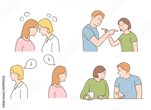 People angry and arguing with each other. hand drawn style vector design illustrations. 