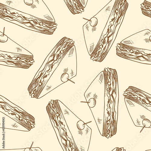 Seamless background with a pattern of sandwich