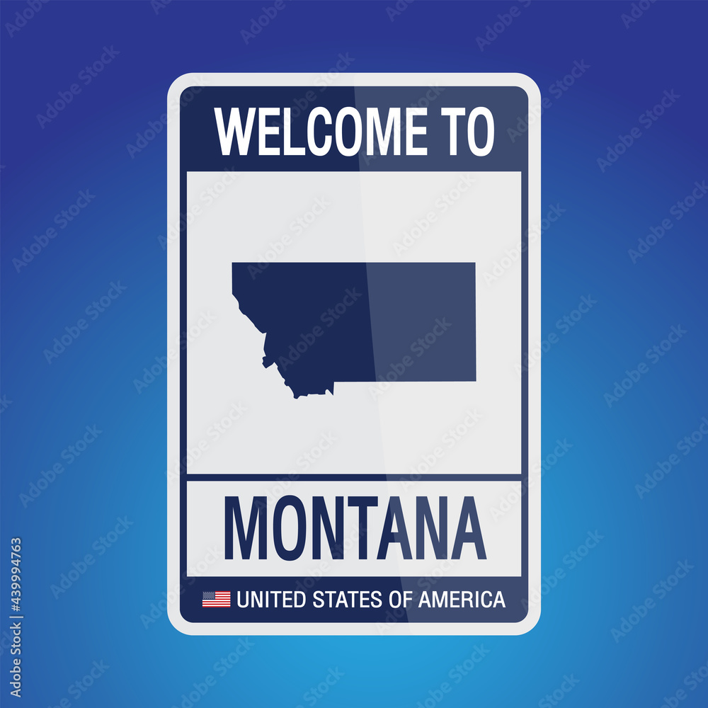 The Sign United states of America with message, Montana and map on Blue Background vector art image illustration. The Sign United states of America with message, Montana and map on Blue Background vector art image illustration.