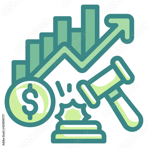 auction blue line icon