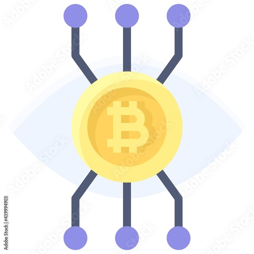 Bitcoin obsession icon, Cryptocurrency related vector