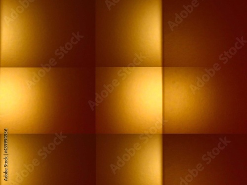 Golden yellow brown abstract geometric square shape pattern gradient shiny light effect background