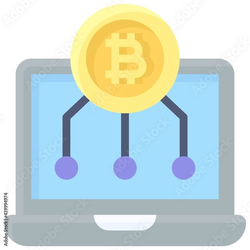 Bitcoin on Laptop icon, Cryptocurrency related vector