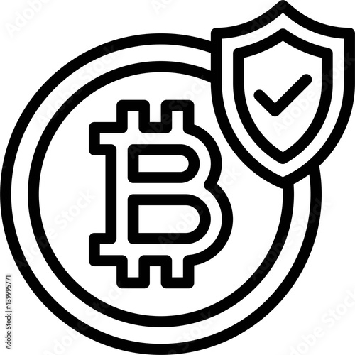 Bitcoin with shield icon, Cryptocurrency related vector