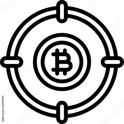 Bitcoin with target icon, Cryptocurrency related vector