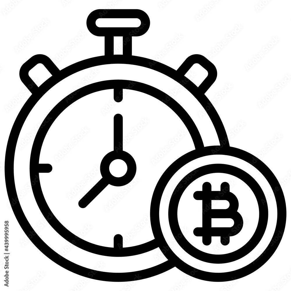 Stopwatch and Bitcoin icon, Cryptocurrency related vector Stopwatch and Bitcoin icon, Cryptocurrency related vector