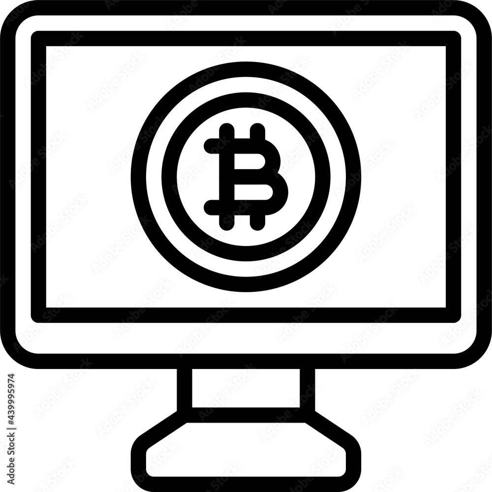 Bitcoin on screen icon, Cryptocurrency related vector Bitcoin on screen icon, Cryptocurrency related vector