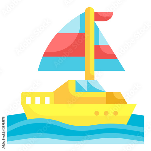 yacht flat icon