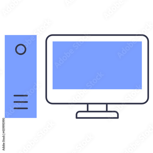 Colored line desktop computer icon