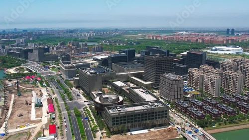 Aerial view of Dishui Lake in Shanghai, China photo