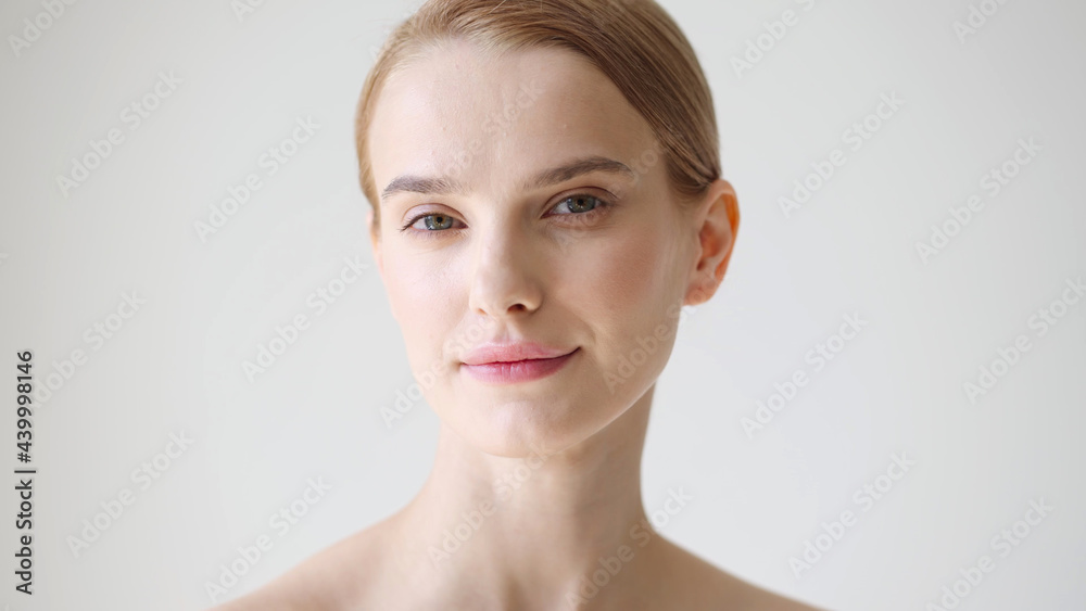 Beautiful woman healthy skin natural make up close up face beauty blonde short hair Beautiful woman healthy skin natural make up close up face beauty blonde short hair
