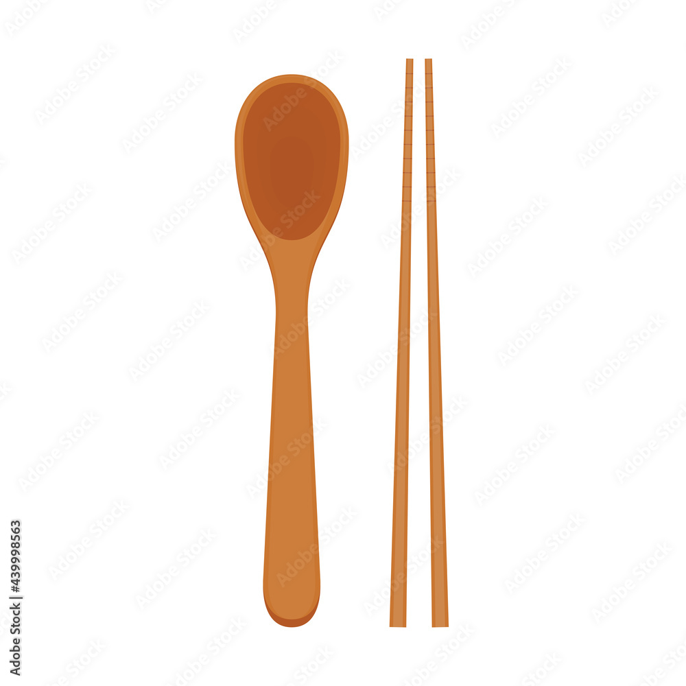 Chopsticks and spoon vector. chopsticks white background. wallpaper