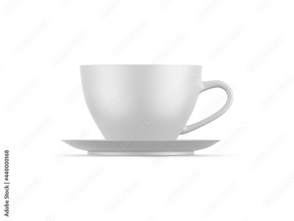 Porcelain tea cup mockup template, empty ceramic coffee cup on isolated white background, 3d illustration Porcelain tea cup mockup template, empty ceramic coffee cup on isolated white background, 3d illustration