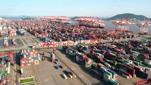 Scenery of Yangshan deep water port in Zhoushan City, Zhejiang Province, China photo