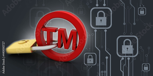 Obraz na płótnie 3d rendering tm trade mark sign security concept