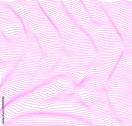 Linear texture. Abstract relief background with optical illusion of distortion. Vector illustration.