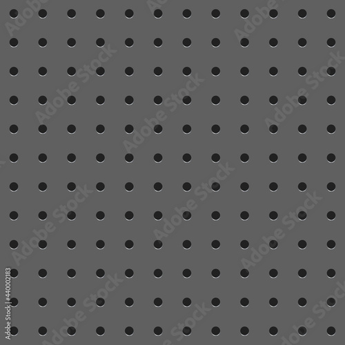 Metal Peg board perforated texture background material with round holes seamless pattern board vector illustration. Wall structure for working bench tools.