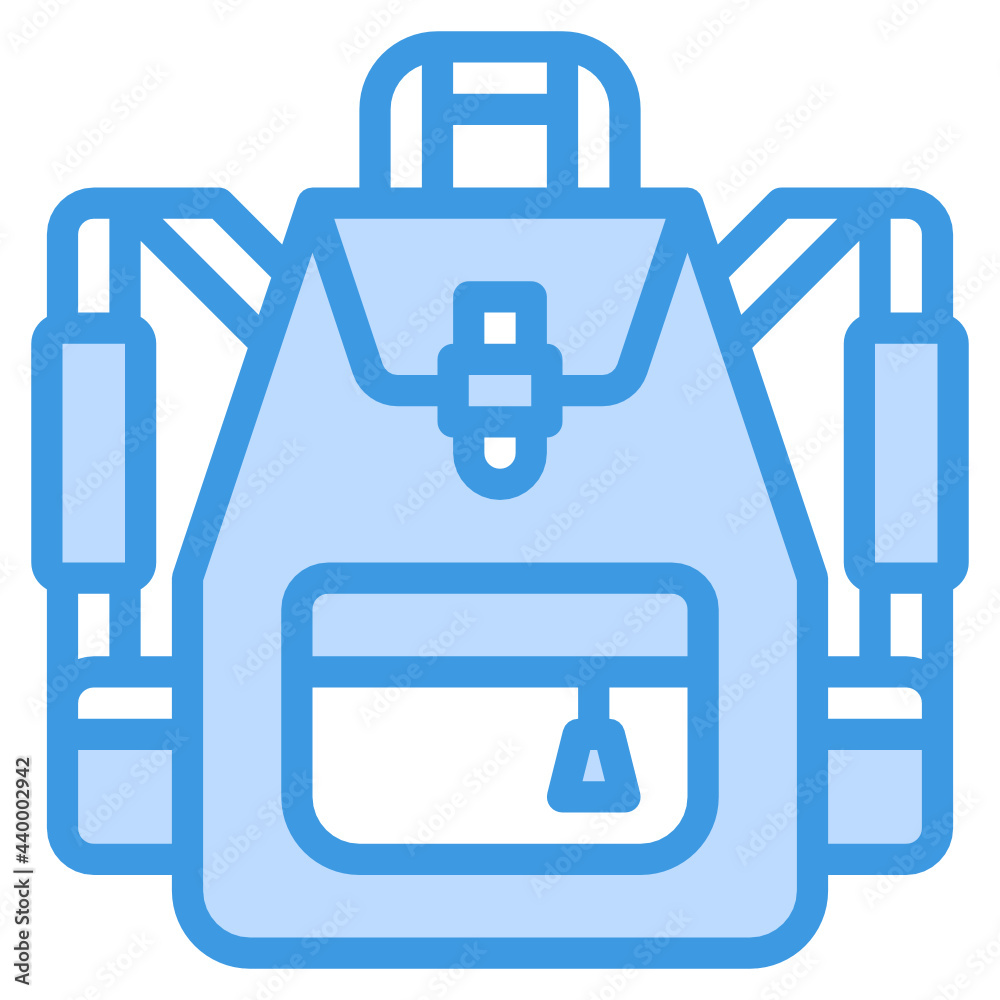 Backpack blue outline icon Backpack blue outline icon