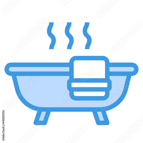 Bathtub blue outline icon