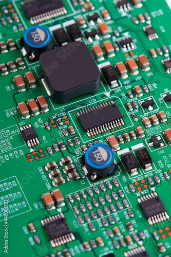 Electronic circuit board close up. 