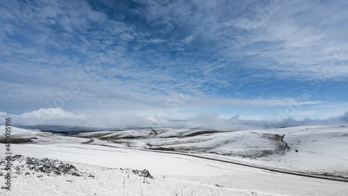 Ili valley in Kazakhstan covered by snow in the winter photo