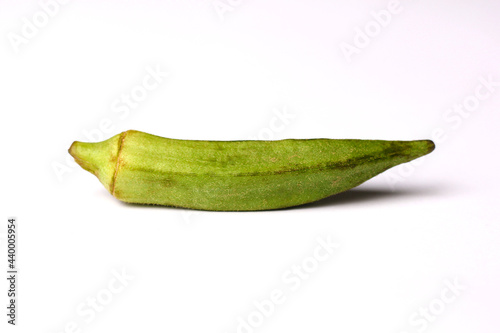 Isolated Okra, Lady's Finger, Bhindi and Bamies on a white background. photo