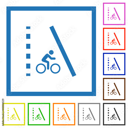 Bicycle lane flat framed icons